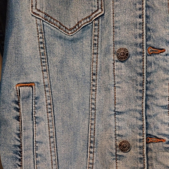 Hollister Womens Flex Denim Jean Jacket Destroyed Cotton Spandex S - Picture 4 of 13